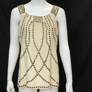 Vintage Nanette Lepore silk blouse w/bronze studs